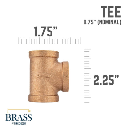 3/4 in. Red Brass Tee PIPE DECOR