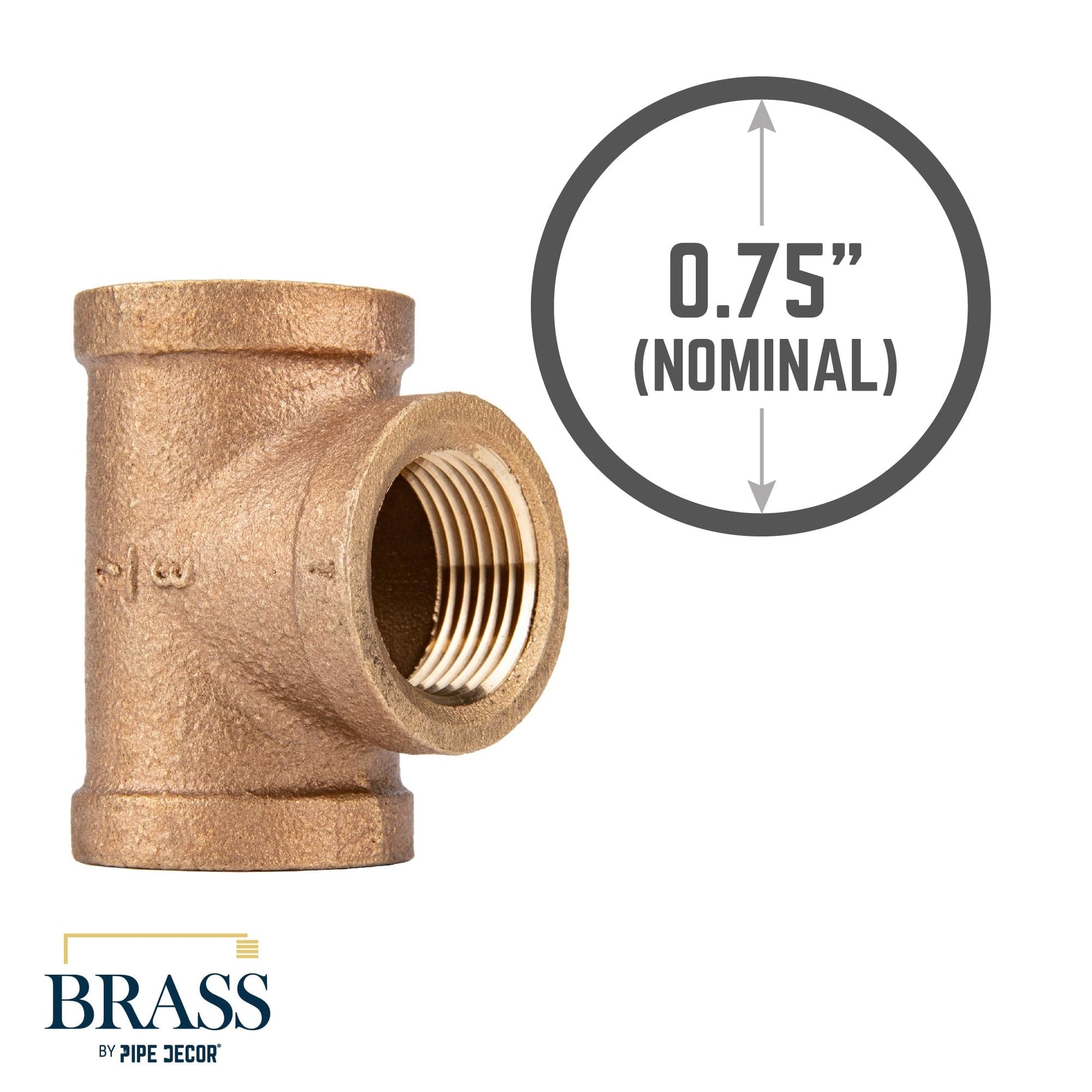 3/4 in. Red Brass Tee PIPE DECOR