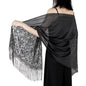 Women's Casual Shawl Wrap - Solid Color, Lightweight Polyester Knit - Going Out Essentials | Fringe Trim | Floral Lace Details NovaCart