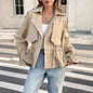 Women's Drawstring Waist Figure-Flattering Casual Coat – Khaki FitiqueFit