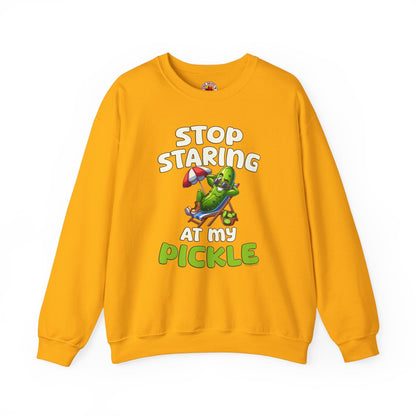 Stop Staring At My Pickle Crewneck Sweatshirt The Devil's Pickle