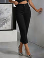 Women's High-Waisted Straight-Leg Pants – Drapey Cropped Fit FitiqueFit
