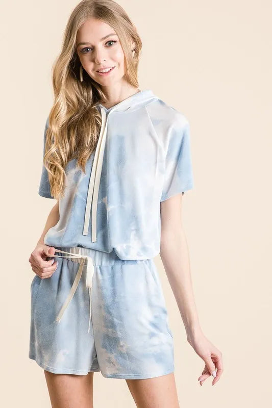 BiBi Tie Dye French Terry Hoodie Top and Bottom Set West2East Surf