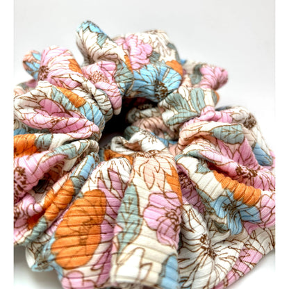 Colorful Flowers Ribbed Scrunchie Enchanted Scrunch
