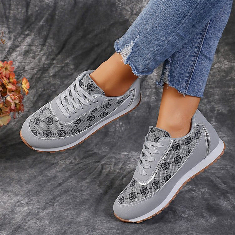 Floral Print Lace-Up Sneakers – Comfortable Canvas Shoes FitiqueFit