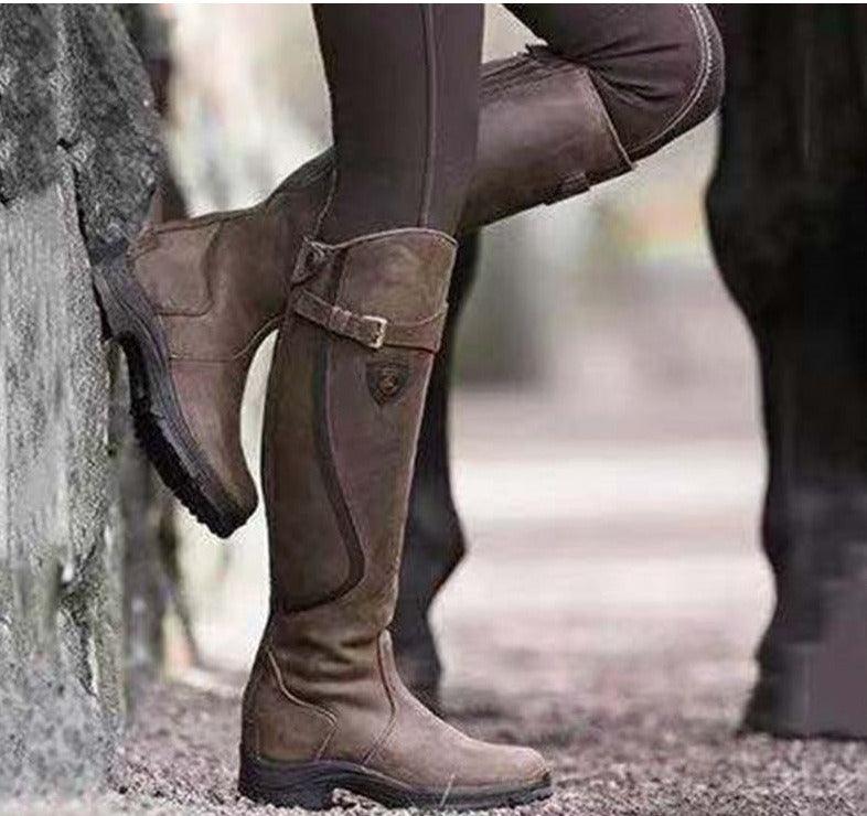Vintage Ride Leather Boots - Stylish Retro Riding Boots for Trendy Women Country in My Heart