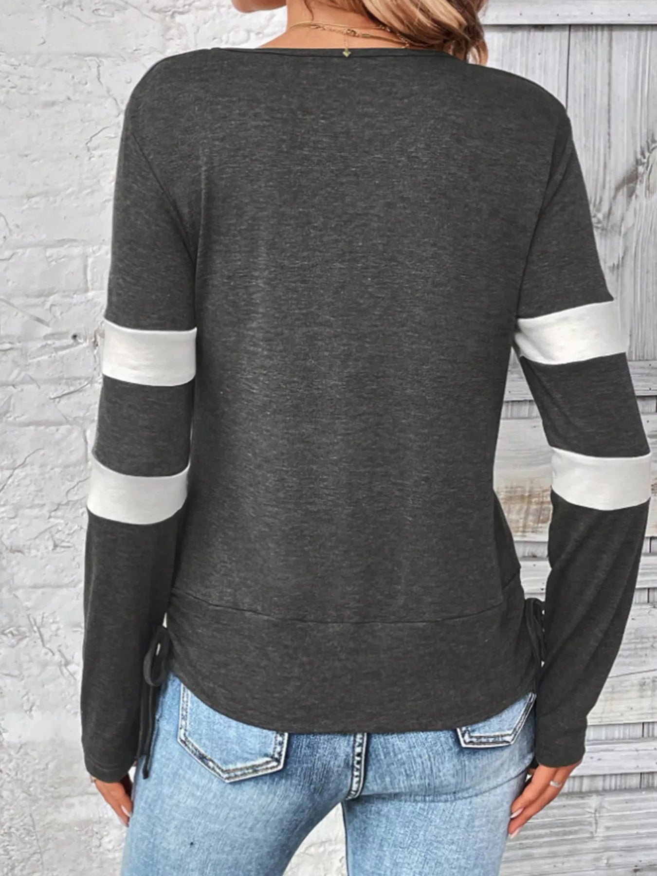 Cowl Neck Long Sleeve Fake Two-Piece T-Shirt New Era Fashion LLc