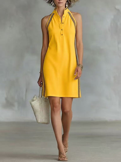 Women’s Sleeveless Button-Up Collar Shirt Dress FitiqueFit