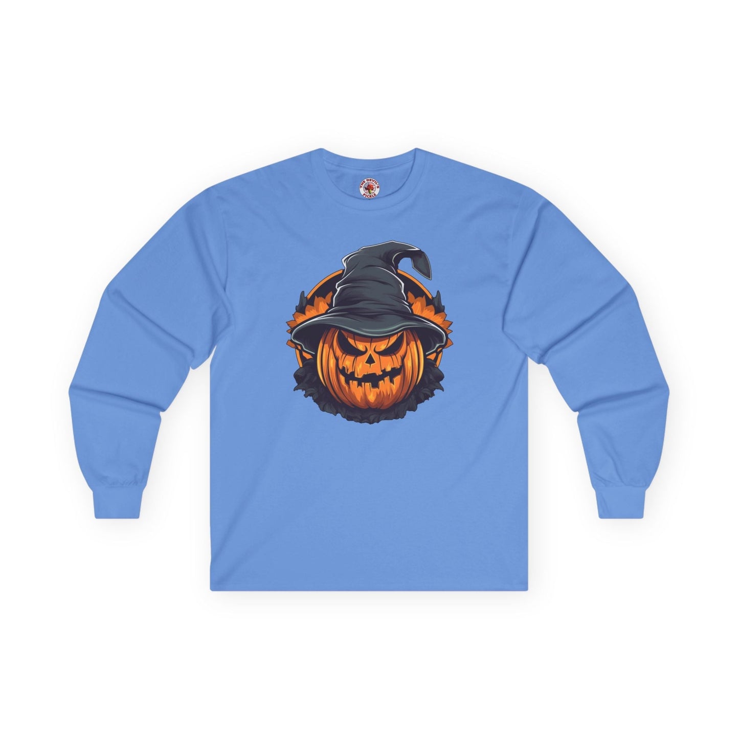Scary Witch Pumpkin Halloween Long Sleeve Tee The Devil's Pickle