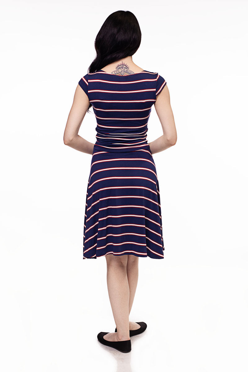 Amelia Dress in Navy Stripes - XS only Retrolicious