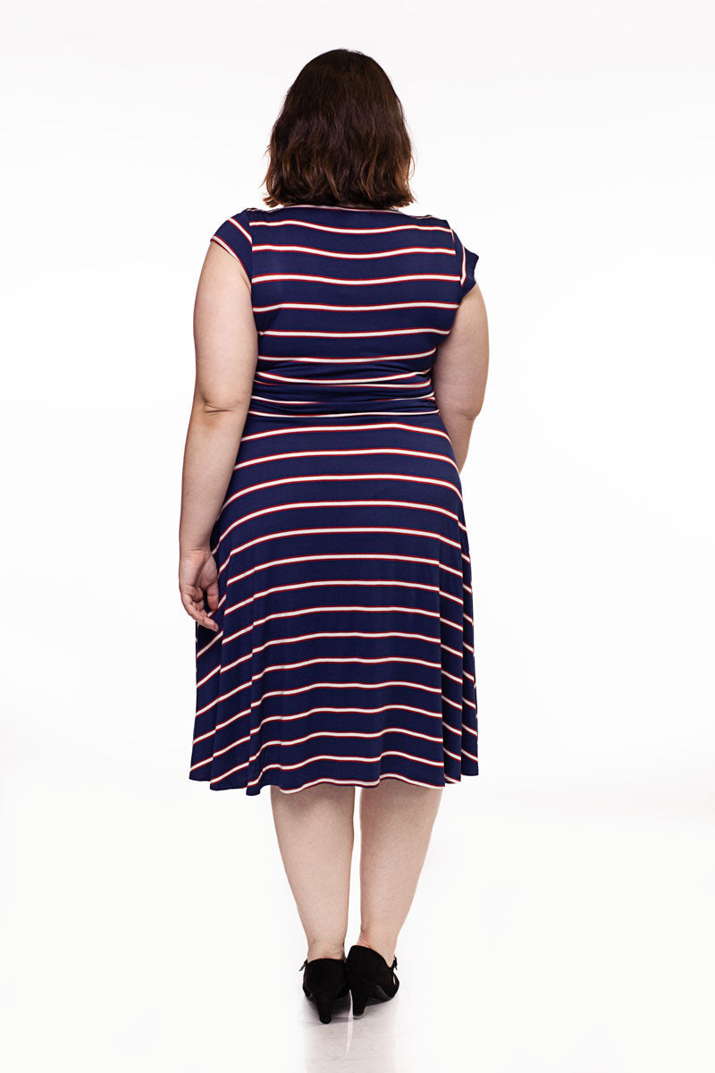 Amelia Dress in Navy Stripes - XS only Retrolicious