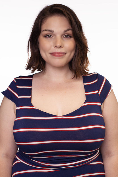 Amelia Dress in Navy Stripes - XS only Retrolicious
