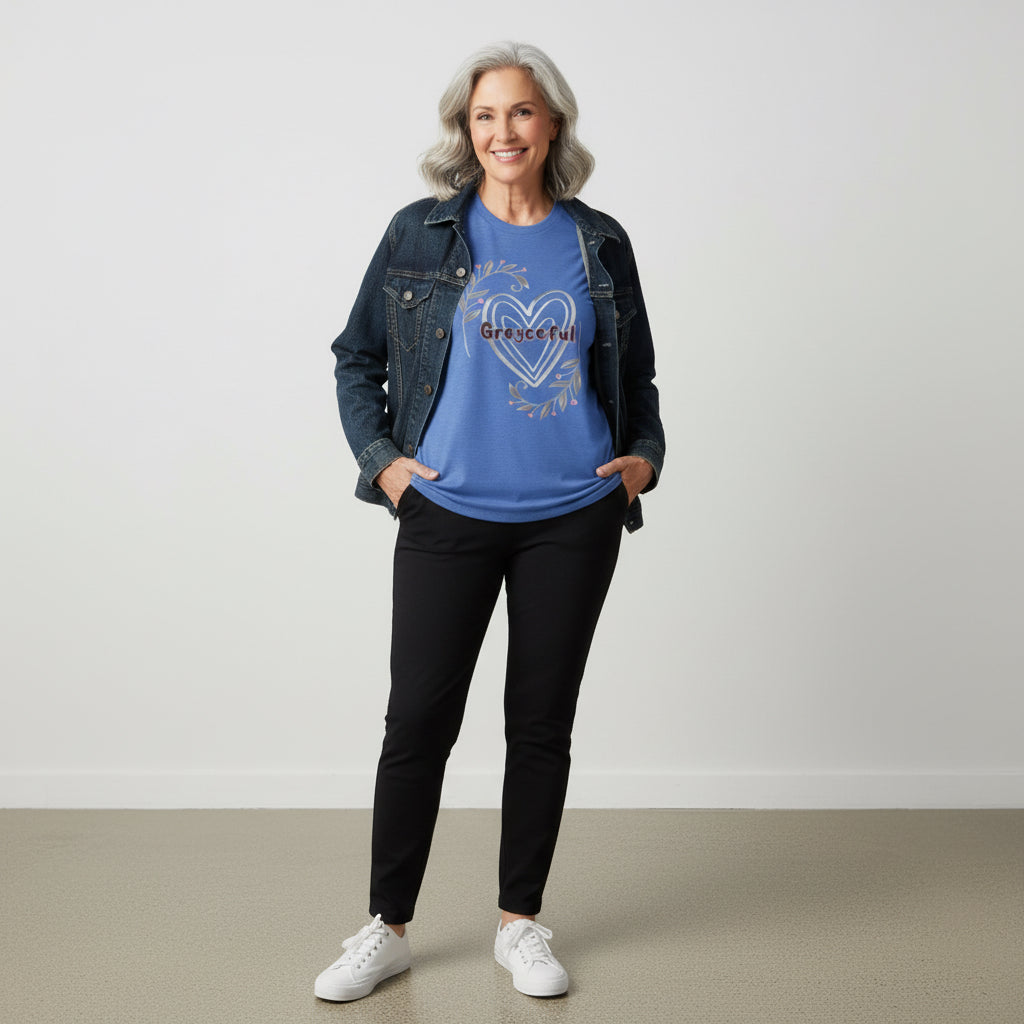 Grayhearted Women's Triblend Tee - Floral Heart Design Grayceful LLC