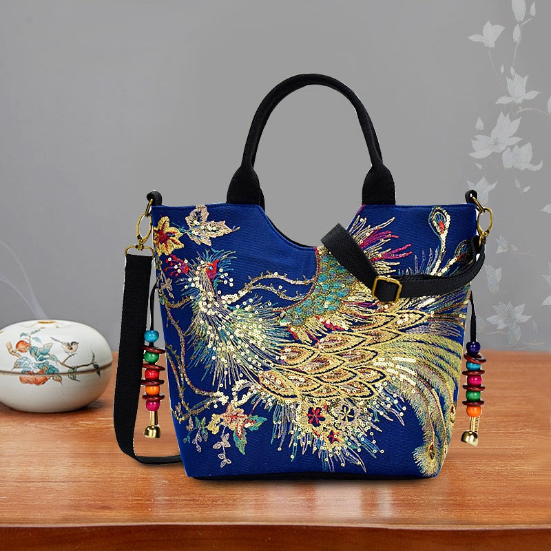 Wo 'S Embroidered Satchel Bag, Fashion Double Handle Purse, Retro Style Handbag with Removable Strap NovaCart