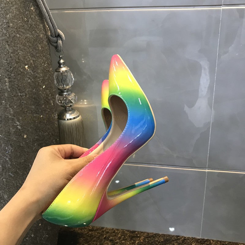 Rainbow super high heels See size chart under “more details” The Fashion Celestial