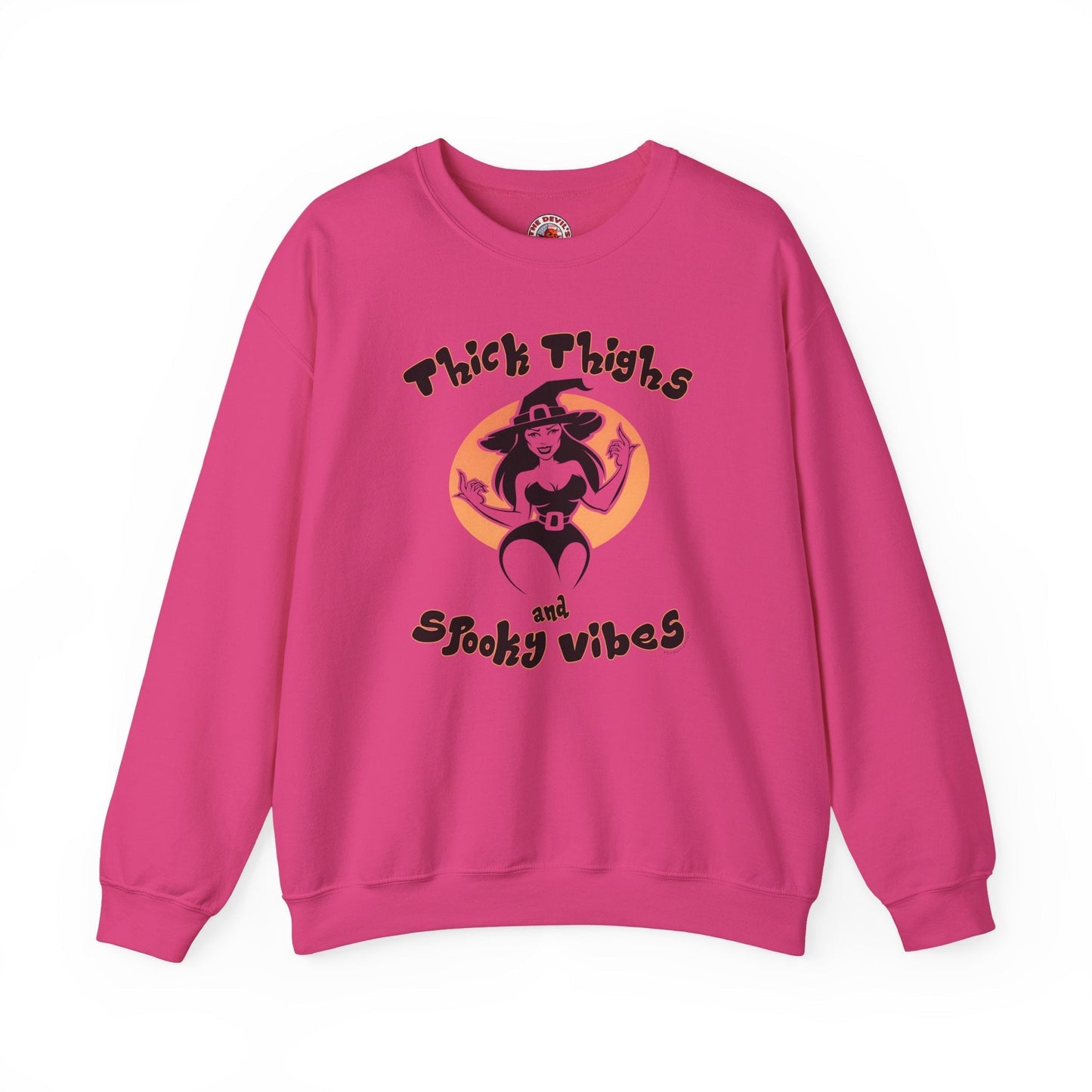 Thick Thighs and Spooky Vibes Crewneck Sweatshirt The Devil's Pickle