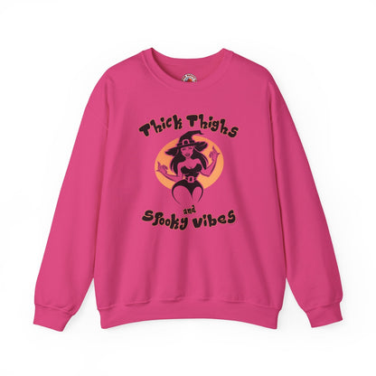 Thick Thighs and Spooky Vibes Crewneck Sweatshirt The Devil's Pickle
