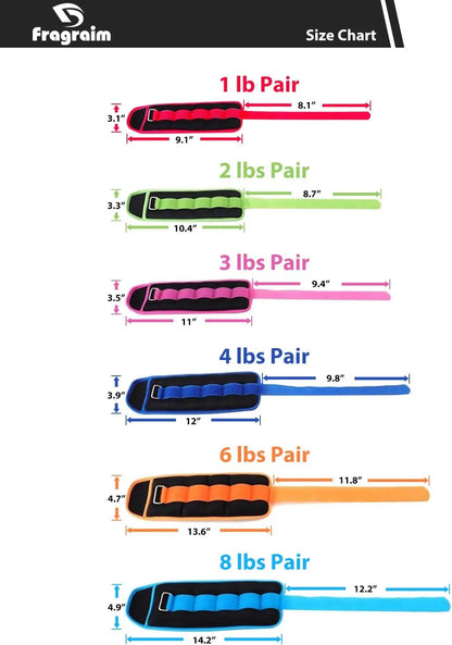 Ankle Weights for Women, Men and Kids - 1/2/3/4/6/8/10/12/15/20 LBS 1 Pair Strength Training Wrist/Leg/Arm Weight with Adjustable Strap for Jogging, Gymnastics, Aerobics, Physical Therapy