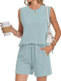 Casual Ribbed Knit Sleeveless Top and Shorts Set New Era Fashion LLc