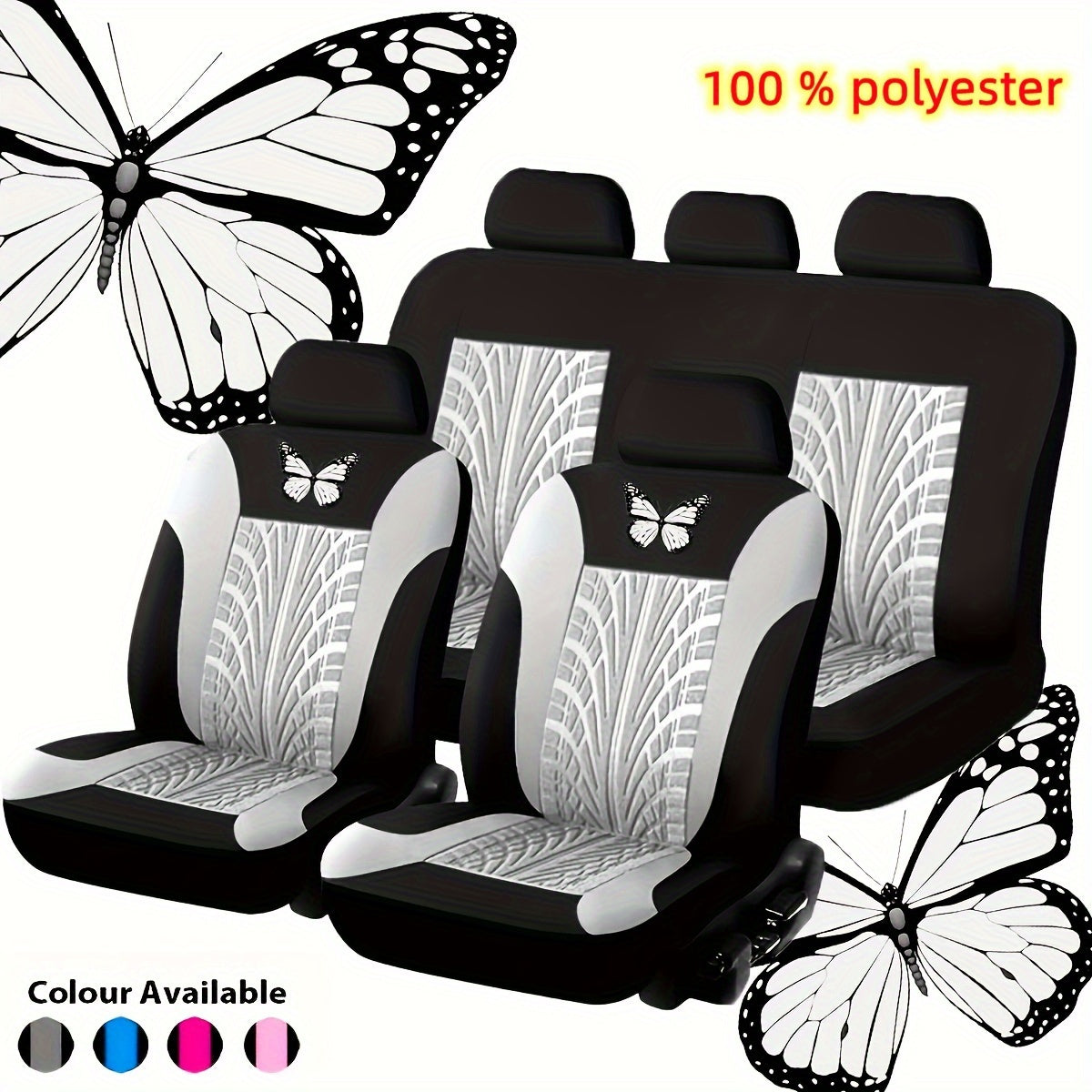 Butterfly Heat Transfer Craft Car Seat Cover for 5 Seats (Universal Type) NovaCart