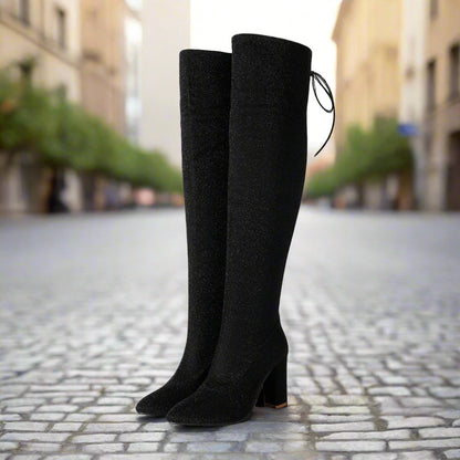 Plus-Size Over The Knee Long Boots for Women – Chunky Heel Nightclub Platform FitiqueFit