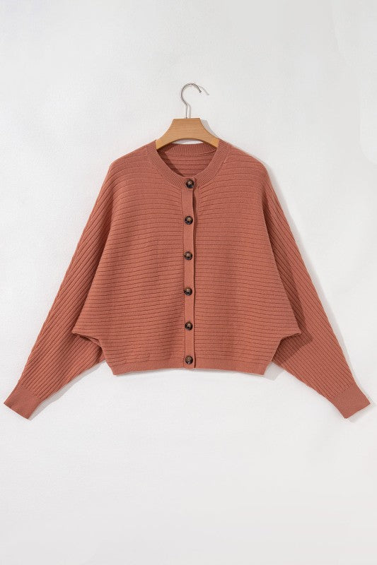 Ribbed Knit Button Front Dolman Sleeve Sweater Car Shop Style & More | Fresh Looks, Everyday Deals & Free Shipping