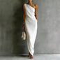 Women's Satin Off-Shoulder Slim-Fit Maxi Dress FitiqueFit