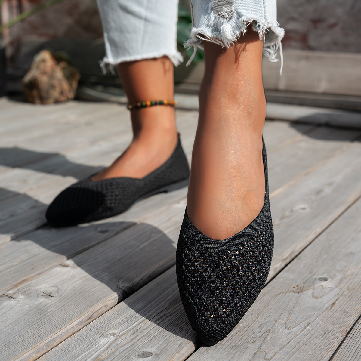 Women's Pointed Toe Flyknit Slip-On Loafers – Flat Casual Shoes FitiqueFit