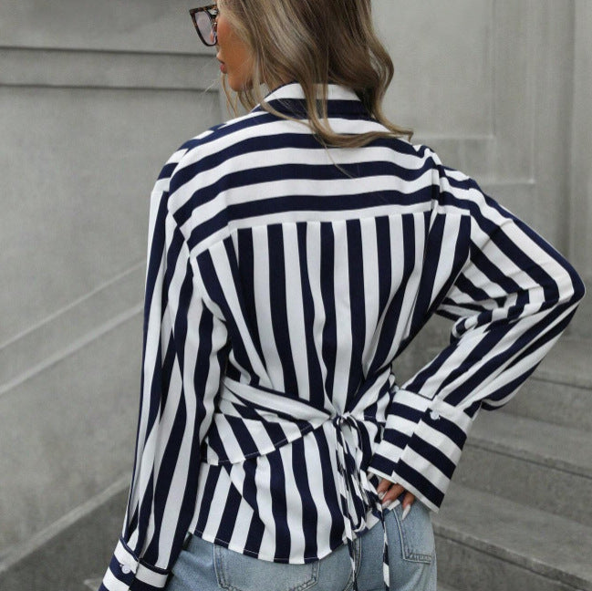 Women's Striped Long-Sleeve Loose Shirt – S–2XL FitiqueFit