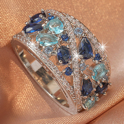 Bohemian Women's Couple Fashion Elegant Glass Synthetic Zirconia Gift Ring NovaCart
