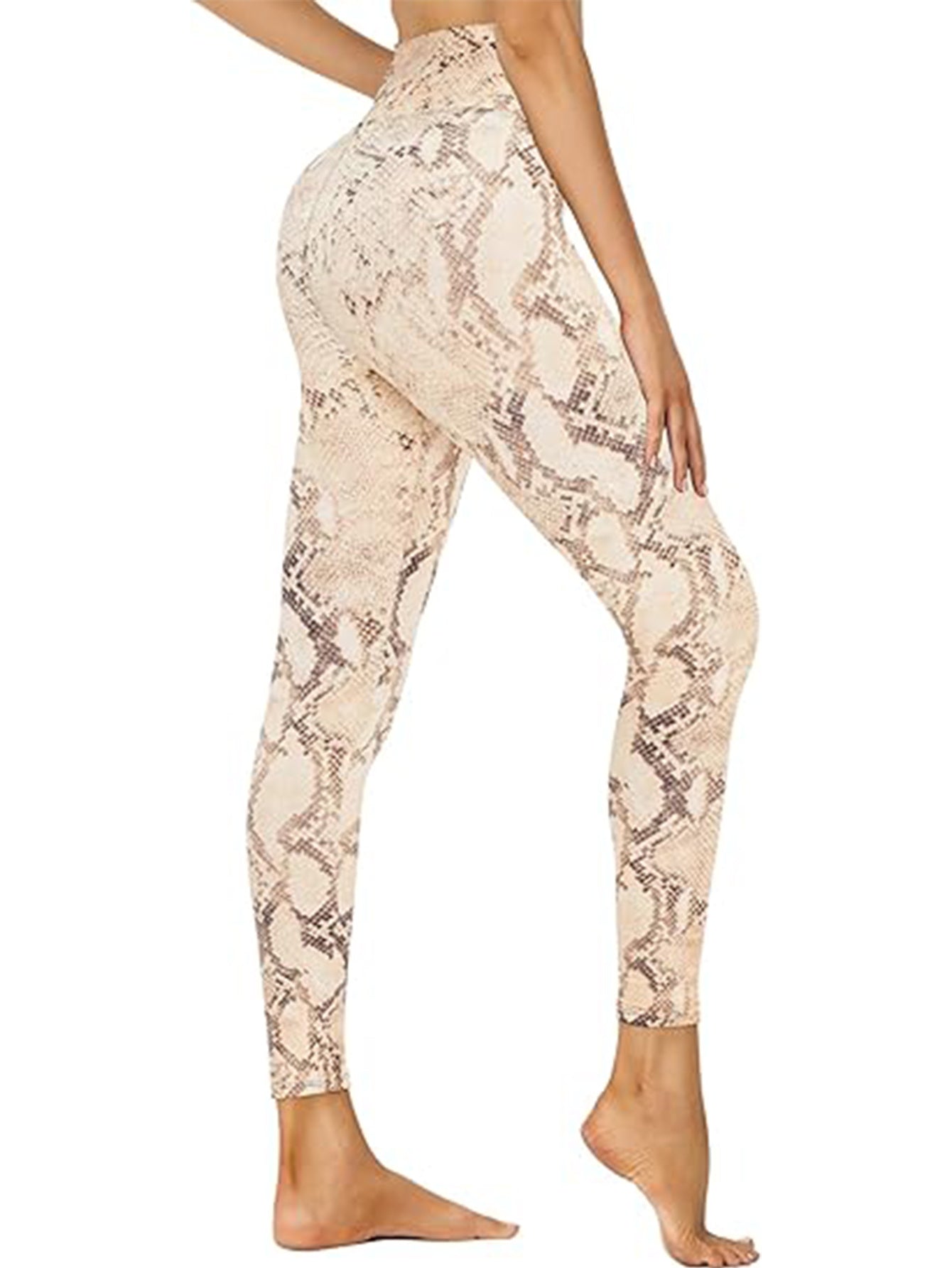 Cropped High-Waisted Leggings – Snake Print Workout Pants FitiqueFit