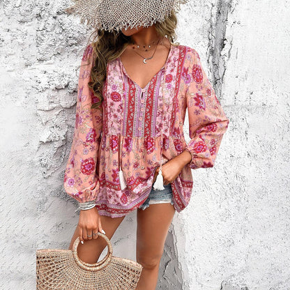 Western V-neck Long Sleeved Top | Perfect Cowgirl Style for Every Occasion Country in My Heart