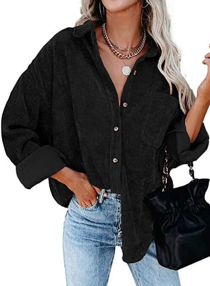 Corduroy Country Chic Shirt – Stylish Single-Breasted Cowgirl Shirt Country in My Heart