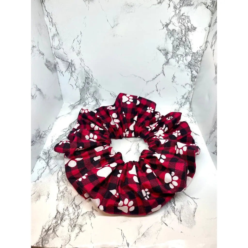 Paw Print Red Buffalo Christmas Scrunchie Enchanted Scrunch