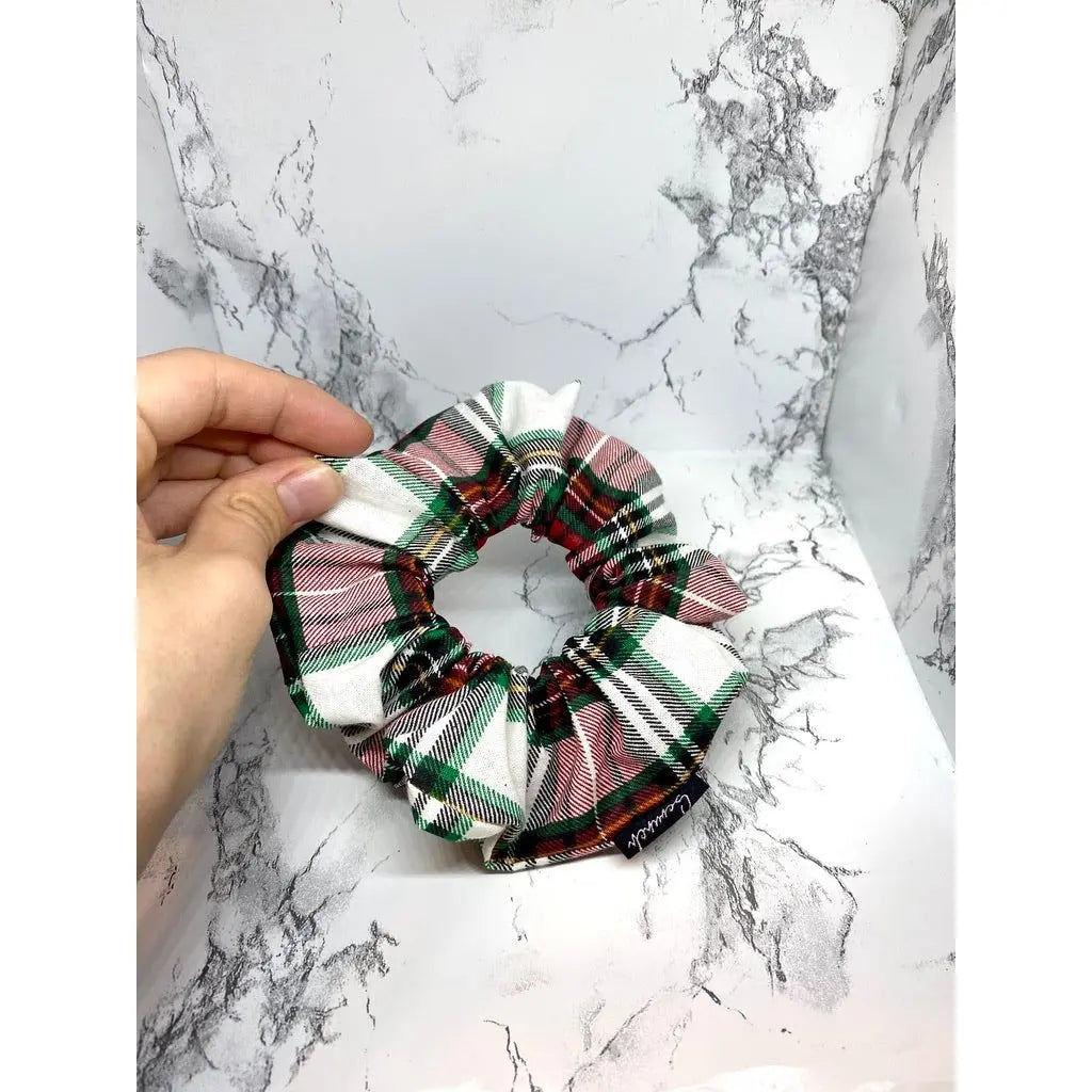 Mini Red, Green, and White Plaid Christmas Scrunchie Enchanted Scrunch