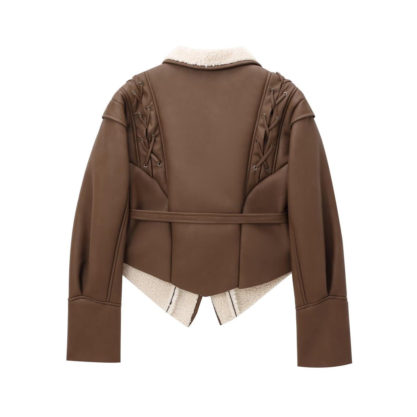 Chic French Waist Suede Jacket - Stylish Chocolate Leather Jacket for Women Country in My Heart