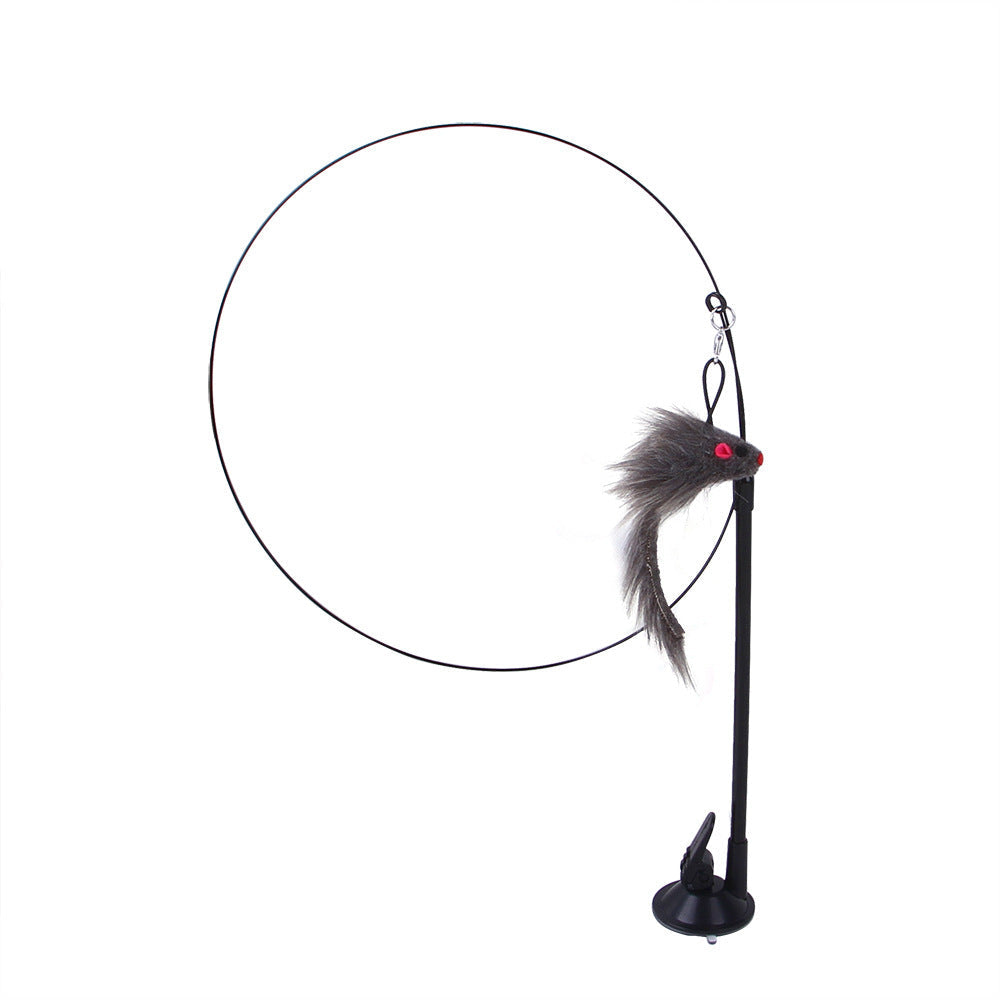 Suction cup cat toy stick that can be attached and held with steel wire multi head interchangeable cat toy and pet supplies