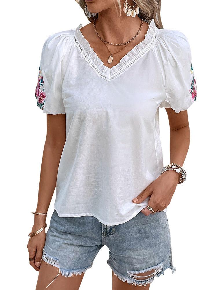 Flower Embroidered White Cowgirl Top | Perfect for Casual Days Country in My Heart