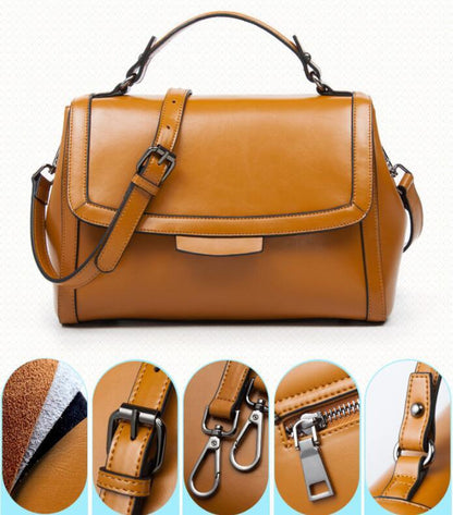 Luxury Genuine Leather Fashion Handbag for Cowgirls - Premium Black & Retro Brown Country in My Heart