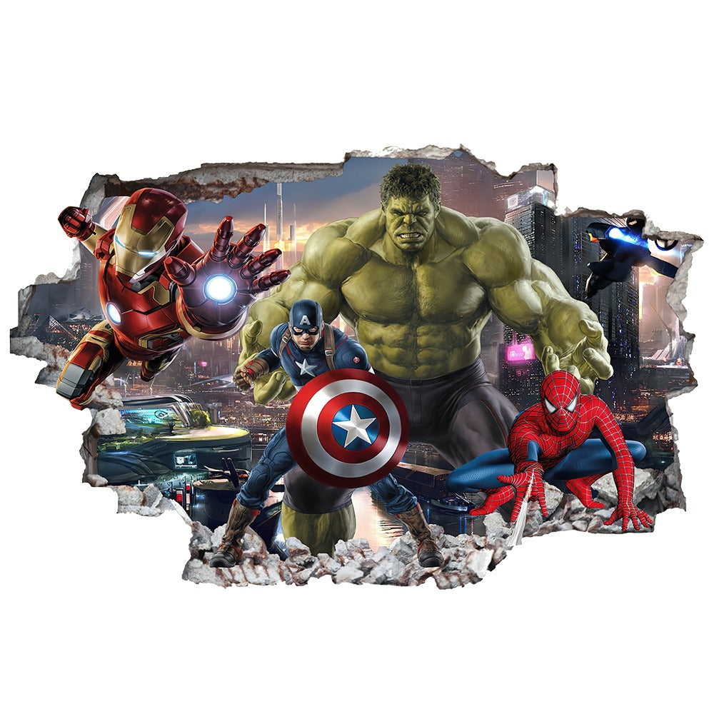 Marvel League of Legends Captain America Iron Man Batman Hulk Boy Bedroom Living Room Decoration Self Adhesive Wall