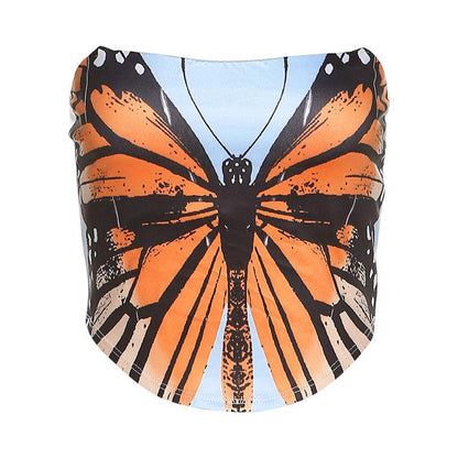 Wildflower Butterfly Print Cropped Vest | Cowgirl Style Butterfly Top Country in My Heart