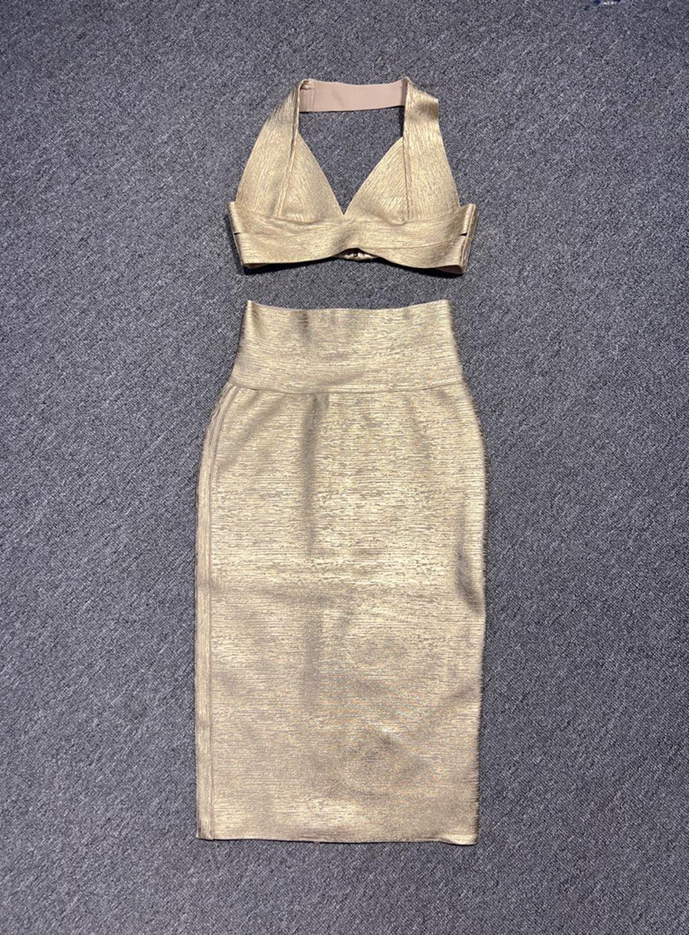 Sultry Backless Bandage Set | Sexy Deep V-neck Top & Skirt Set Country in My Heart