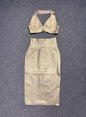 Sultry Backless Bandage Set | Sexy Deep V-neck Top & Skirt Set Country in My Heart