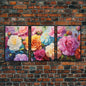 Beautiful Rose Art, Framed Canvas Print, Floral Art, Botanical  Decor, Blue and Yellow Roses, 3 Piece Art Set NuevArt