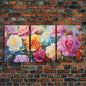Beautiful Rose Art, Framed Canvas Print, Floral Art, Botanical  Decor, Blue and Yellow Roses, 3 Piece Art Set NuevArt