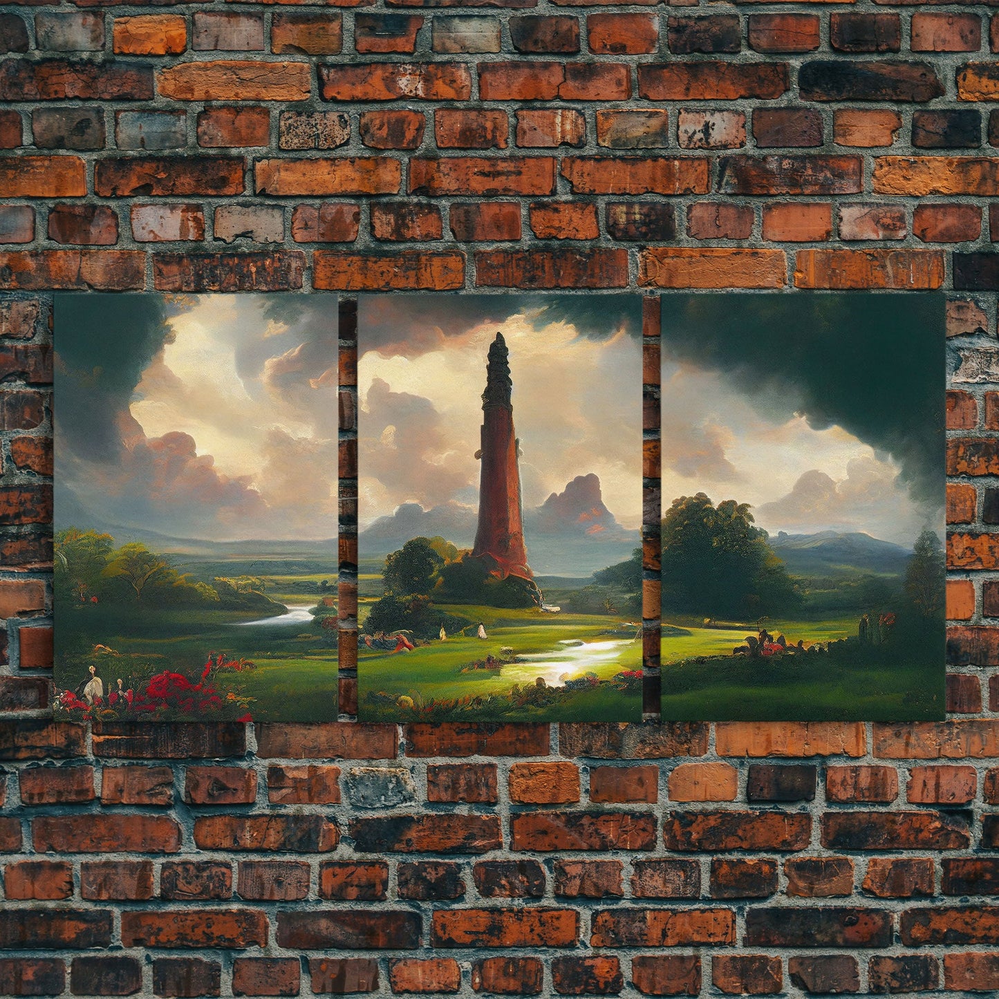 The Dark Tower, 3 Piece Panoramic Art, High Fantasy Concept Art, 3 Piece Wall Art, Ready To Hang Canvas Print NuevArt