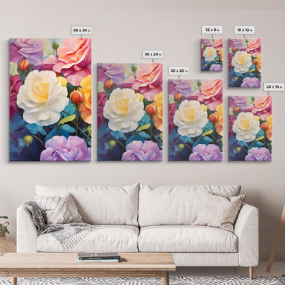 Beautiful Rose Art, Framed Canvas Print, Floral Art, Botanical  Decor, Blue and Yellow Roses, 3 Piece Art Set NuevArt
