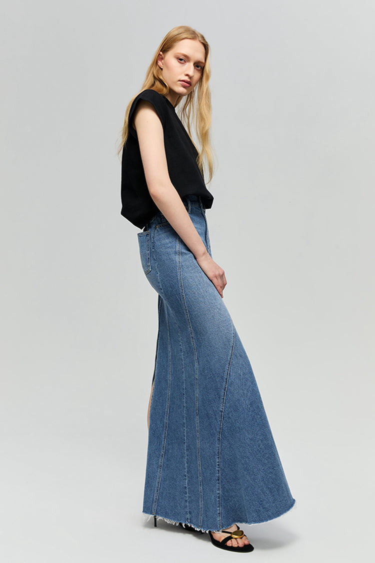 Ocean Wave Denim Skirt HJ821 Hey Joanie