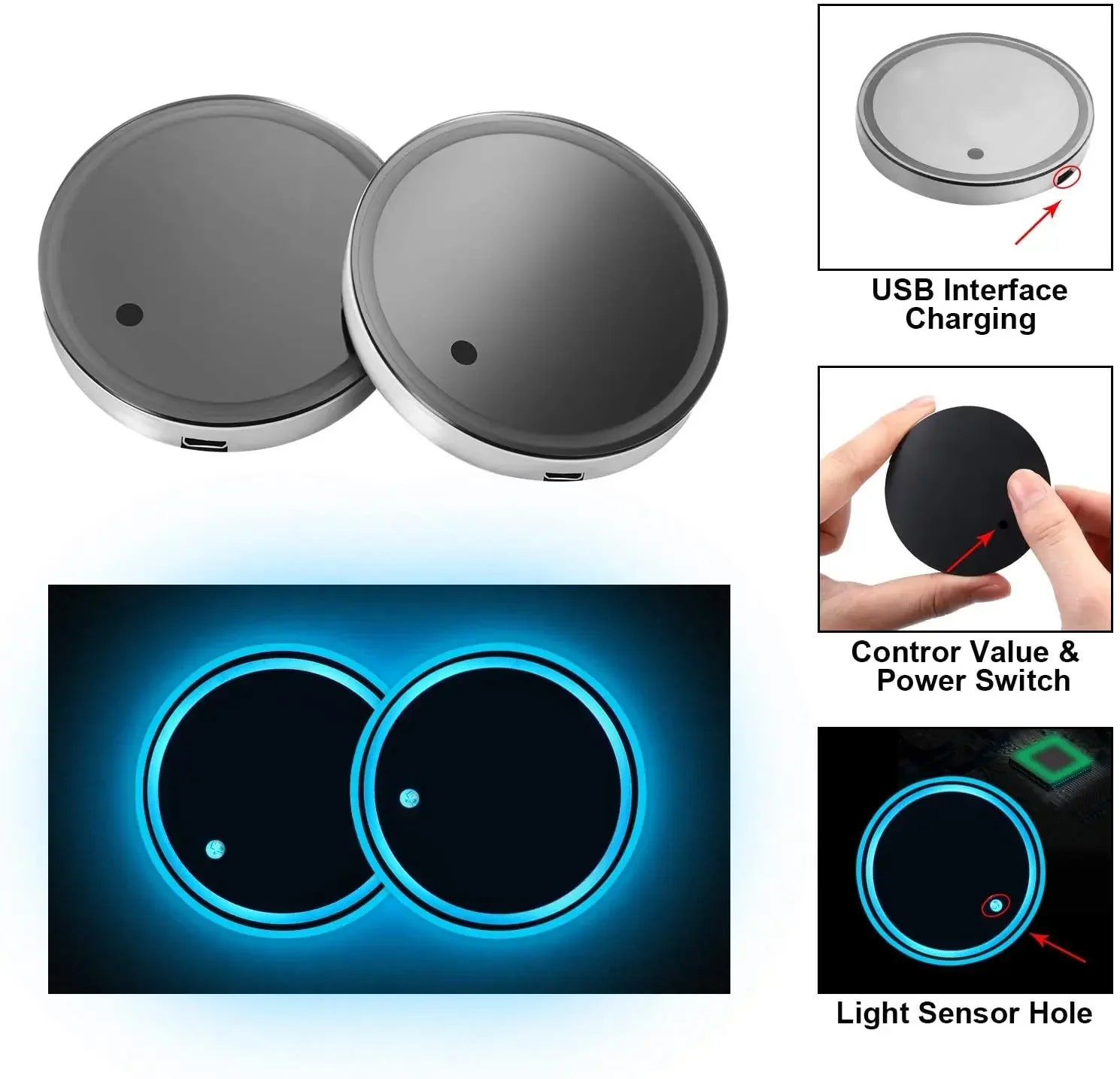LED Car Cup Holder Light ViralGalleria.com