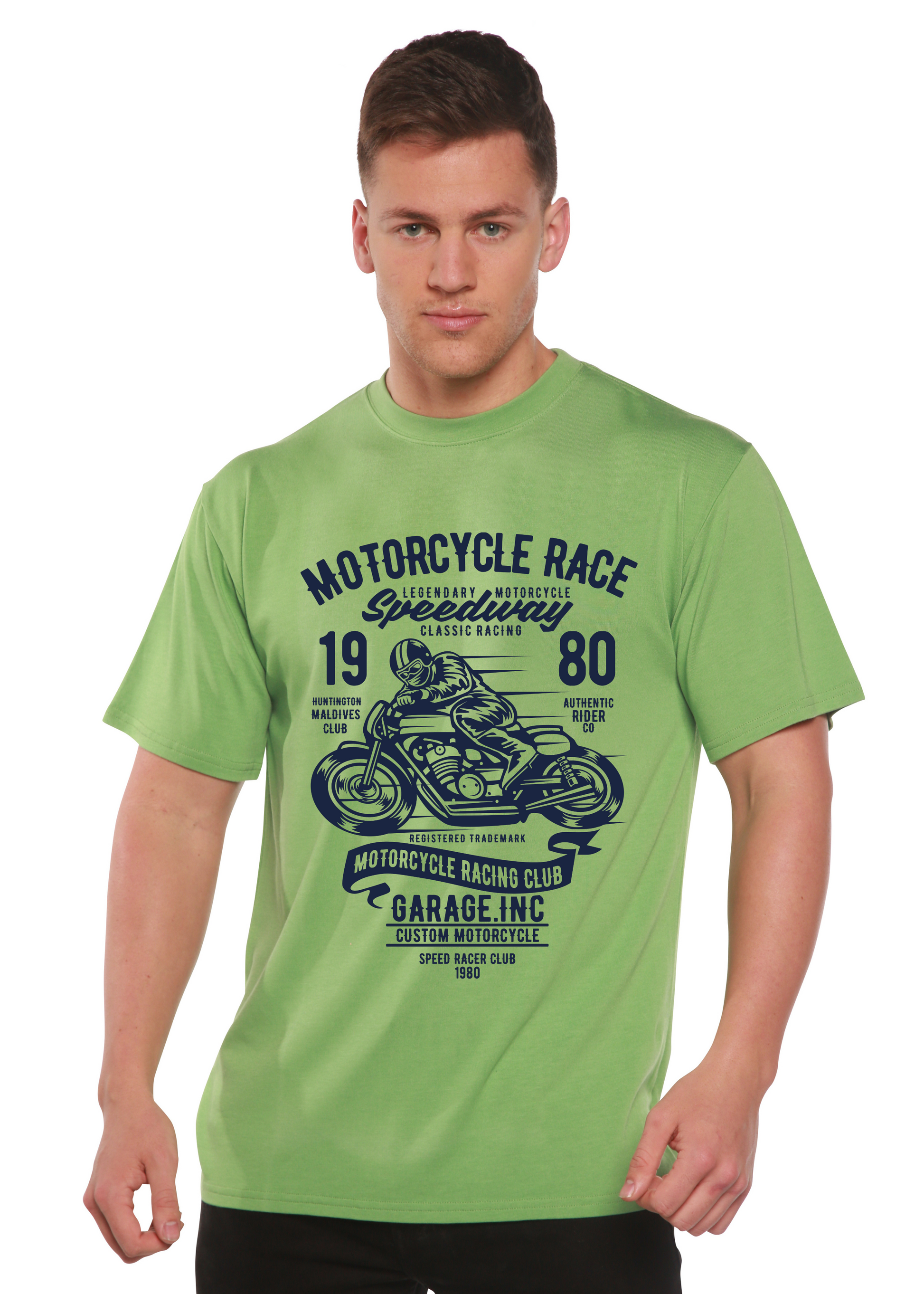 Motorcycles Race Men's Bamboo Viscose/Organic Cotton Short Sleeve Graphic T-Shirt Spun Bamboo